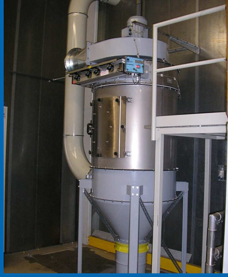 Bild einer Absauganlage mit blauem Rahmen