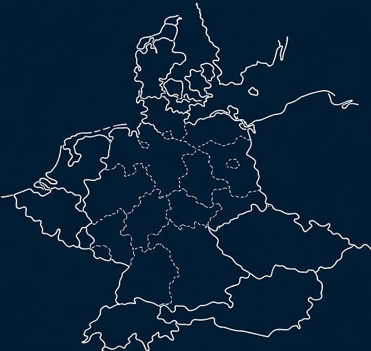 Die Karte zeigt Mitteleuropa und Deutschland mit Bundesländern.